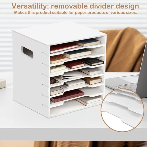 تخزين منظم ورق القصاصات مقاس 12 × 13 بوصة، منظم ملفات من 7 طبقات للمكتب، صواني تخزين ورق القصاصات القابلة للتكديس، منظمات مكتب المكتب، صينية رسائل قابلة للتكديس للمنزل والمكتب والمدرسة in Kuwait