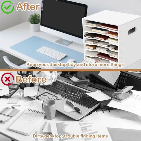 تخزين منظم ورق القصاصات مقاس 12 × 13 بوصة، منظم ملفات من 7 طبقات للمكتب، صواني تخزين ورق القصاصات القابلة للتكديس، منظمات مكتب المكتب، صينية رسائل قابلة للتكديس للمنزل والمكتب والمدرسة in Kuwait