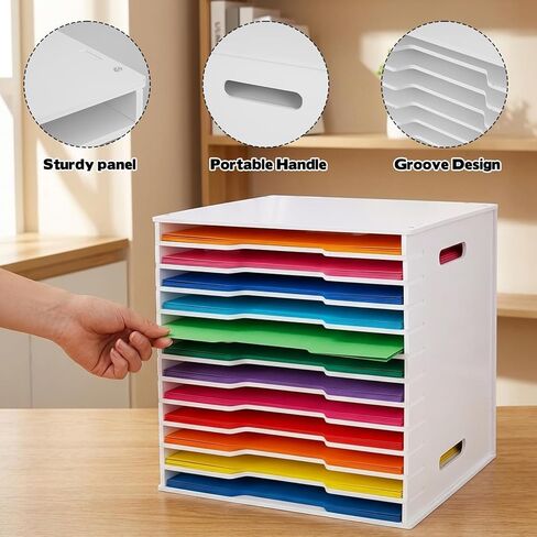 تخزين منظم ورق القصاصات لورق مقاس 12 × 12 بوصة، خزانة فرز الملفات ذات 12 فتحة، حامل مستندات لسطح المكتب، رف تخزين ورق القصاصات لسجل القصاصات، غرفة الحرف اليدوية، المكتب المنزلي أو المدرسة in Kuwait