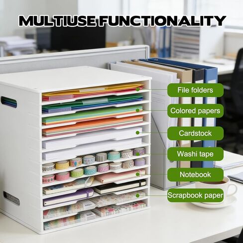 تخزين منظم ورق القصاصات لورق مقاس 12 × 12 بوصة، خزانة فرز الملفات ذات 12 فتحة، حامل مستندات لسطح المكتب، رف تخزين ورق القصاصات لسجل القصاصات، غرفة الحرف اليدوية، المكتب المنزلي أو المدرسة in Kuwait
