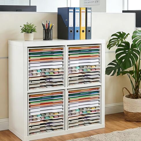 تخزين منظم ورق القصاصات لورق مقاس 12 × 12 بوصة، خزانة فرز الملفات ذات 12 فتحة، حامل مستندات لسطح المكتب، رف تخزين ورق القصاصات لسجل القصاصات، غرفة الحرف اليدوية، المكتب المنزلي أو المدرسة in Kuwait