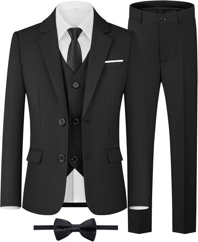 WULFUL Boys' Formal Suit Set,Slim Fit Blazer Dress Shirt Pants with Bow Tie 6-16 Years in Saudi Arabia