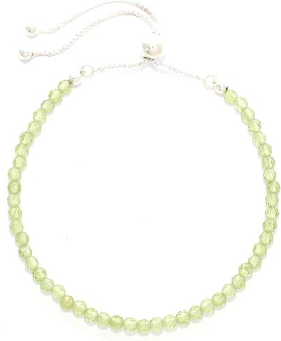 3mm Round Natural Peridot Adjustable Bolo Bracelet for Women in Sterling Silver, August Birthstone Gifts for Her Birthday, Anniversary, Christmas, Graduation in Saudi Arabia