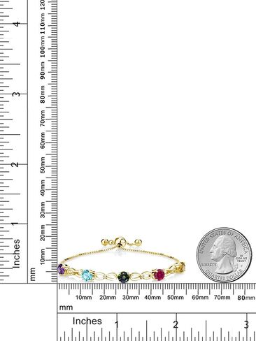 Gem Stone King 18K Yellow Gold Plated Silver Customized and Personalized 5 Round 5MM Gemstone Birthstone Tennis Bracelet For Women in Saudi Arabia