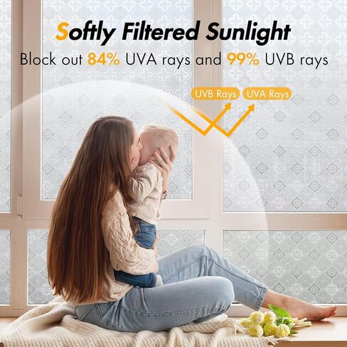 غشاء خصوصية للنافذة، غشاء نافذة من الزجاج الملون يحجب أشعة الشمس فوق البنفسجية، ديكور ثابت غير لاصق، لون نافذة قابل للإزالة وإعادة الاستخدام للمنزل (17.7 بوصة × 78.7 بوصة) in Kuwait