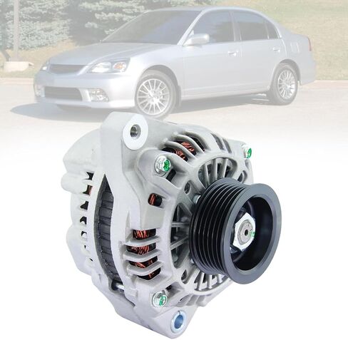 المولد 70A FIT 2001-2005 Honda Civic & Acura EL 1.7L - استبدال OE # 31100-PLM-A01، 13893، A005TA7091 - بكرة ذات 6 أخدود in Saudi Arabia