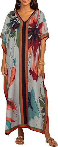 Bsubseach Kaftan Cover Ups for Swimwear Women Plus Size Caftan Dress Beach Coverup Summer Loungewear Black in Kuwait