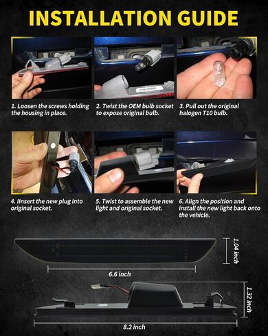 Asgohme LED الجبهة الحاجز الجانب علامة بدوره أضواء إشارة استبدال الجمعية متوافق مع BMW E82 E88 E90 E91 E92 E93 E60 E61 E83، عدسة مدخنة داكنة Sidemarker العنبر حزمة مصباح من 2 in Kuwait