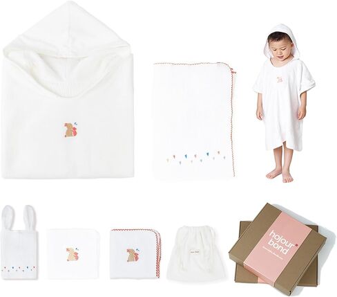 Poncho Muslin Towels for Kids Set of 6 for Embroidery,Baby Bath Towels with Muslin and Soft Terry,24" x 24"Baby Beach Poncho with Seamless Pro Edge, Unique Gifts Box for Boys and Girls in Saudi Arabia