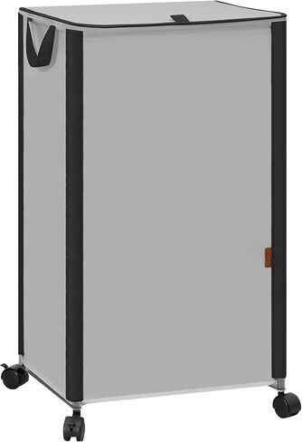 سلة غسيل دوارة بغطاء من STORAGE MANIAC، سلة غسيل كبيرة طويلة القامة بعجلات ومقابض سعة 23.7 جالونًا (90 لترًا)، سلة ملابس جمالية متسخة للمساحة الصغيرة، والسكن، والشقة، والكلية، باللون الأسود in Kuwait