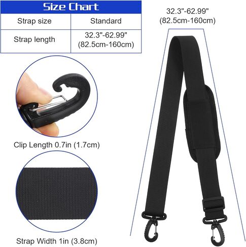 63 Inch Shoulder Strap Universal Adjustable Shoulder Straps for Bags Duffle Bag Strap Replacement with Plastuc Hooks for Briefcase Laptop Messenger Bag Crossbody Bags Luggage/Duffel/Camera in Saudi Arabia