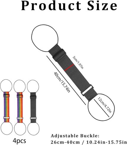 4 قطع من أحزمة الأمتعة، حزام مطاطي قابل للتعديل، ملحقات سفر بنجي إضافية لربط المحفظة أو حقيبة الظهر أو حقيبة إضافية بمقبض الحقيبة in Saudi Arabia