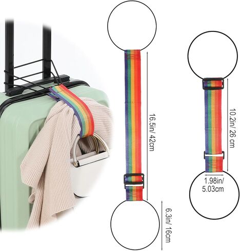 4 Pack Adjustable Luggage Straps Suitcase Belt for Add a Bag, Lightweight Easy Elastic Wrap Belts for Attaching Extra Bags, Luggage Straps Bag Bungee, Travel Accessories(Black/Rainbow) in Saudi Arabia