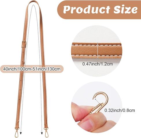 Adjustable Crossbody Purse Strap Leather Replacement Shoulder Strap Light Brown with Gold Hardware for Most Handbags Crossbody Bags Purse in Saudi Arabia
