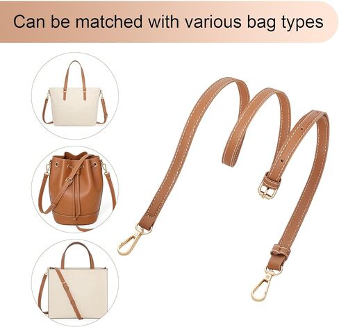 Adjustable Crossbody Purse Strap Leather Replacement Shoulder Strap Light Brown with Gold Hardware for Most Handbags Crossbody Bags Purse in Saudi Arabia