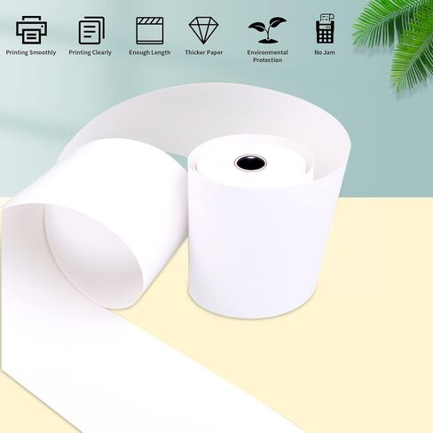 لفات ورق حرارية من Jayard مقاس 2-1/4 بوصة × 85 بوصة لبطاقة الائتمان - لفات ورق حرارية مقاس 2.25 × 85 قدمًا، لفات تسجيل النقد مقاس 58 مم - ورق طباعة حراري بشريط تسجيل ممتاز (5 لفات) in Kuwait