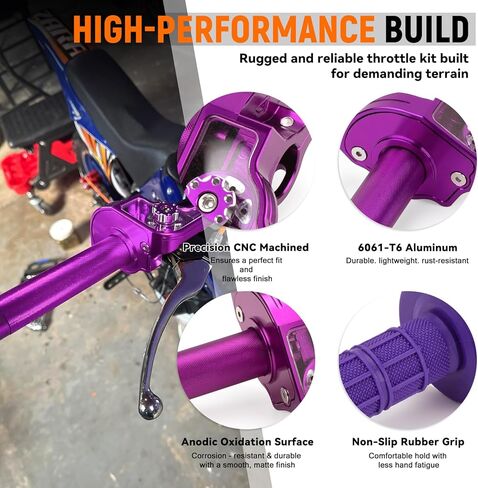 XINGWU Mini Bike Throttle Kit Universal 7/8" 22mm CNC Quick Action Twist Throttle with Cable Throttle Assembly for CRF KLX SSR TTR 50cc-250cc Dirt Pit Bike Mini Bike ATV Motorcycle (Purple) in Saudi Arabia