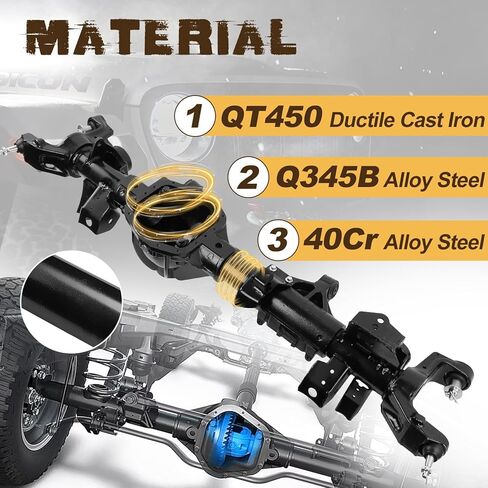 ترقية معززة للطرق الوعرة Dana M210 68400405AA مجموعة مبيت المحور الأمامي متوافقة مع Jeep Wrangler Rubicon JL 2018-2022، Dana M210 Rubicon المحور الأمامي، استبدل OE 68400405AA in Saudi Arabia