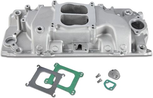 2161 53001 طائرة مزدوجة من الألومنيوم متعددة السحب متوافقة مع محرك Chevy Big Block BBC 396 402 427 454 V8، 1965-2000، فضي in Kuwait
