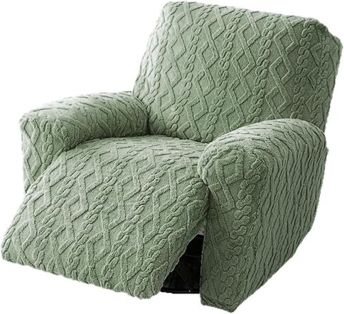 Recliner Chair Covers 4-Pieces, Soft Stretchable Slipcovers with Elastic Straps, Oversized Plush Furniture Protector, Grey, Storage Pocket on Arm Cover in Saudi Arabia