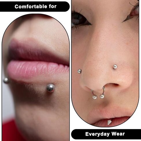 40PCS 16G Piercing Balls, 3/4/5/6mm Internal thread Septum Balls, Stainless Steel Piercing Ball, for Piercing Jewelry Tongue, Nipple, Navel, Nose (Black, Silver, 4 sizes) in Kuwait