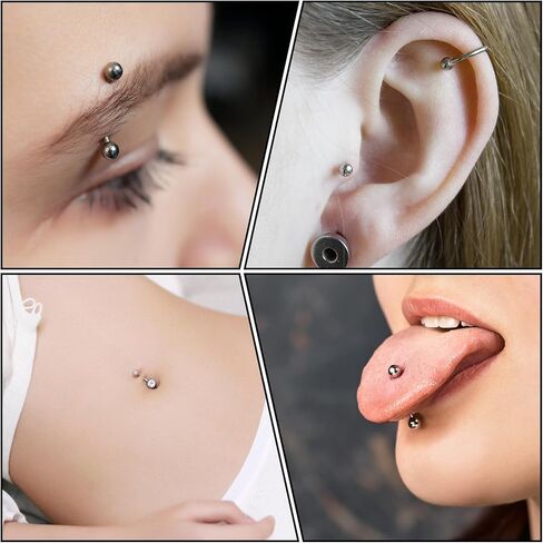 40PCS 16G Piercing Balls, 3/4/5/6mm Internal thread Septum Balls, Stainless Steel Piercing Ball, for Piercing Jewelry Tongue, Nipple, Navel, Nose (Black, Silver, 4 sizes) in Kuwait