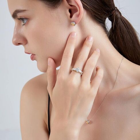 مويسانيتي خاتم الخطوبة سوليتير للنساء 1.5ct-2ct جولة قطع D اللون VVS1 مختبر خلق الميوسانيت خاتم الزفاف S925 الفضة الاسترليني 18K الذهب الأبيض مطلي خاتم وعد الذكرى السنوية الأنيقة in Kuwait