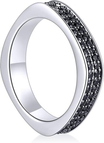 4mm Eternity Ring Wedding Bands for Women, Stackable Rings 2 Row Cubic Zirconia White Gold Non Tarnish - Anniversary Band Birthday Christmas Gifts for Wife Mom Size 5-10 in Kuwait