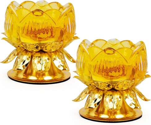 قطعتان من حامل شموع اللوتس، شمعدان ذهبي للطاولة المركزية لتزيين حفلات الزفاف، مصابيح زيت دياس الهندية لسمن ديوالي بوجا، ديكور منزلي لمعبد بوذا in Kuwait