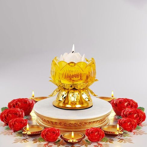 قطعتان من حامل شموع اللوتس، شمعدان ذهبي للطاولة المركزية لتزيين حفلات الزفاف، مصابيح زيت دياس الهندية لسمن ديوالي بوجا، ديكور منزلي لمعبد بوذا in Kuwait