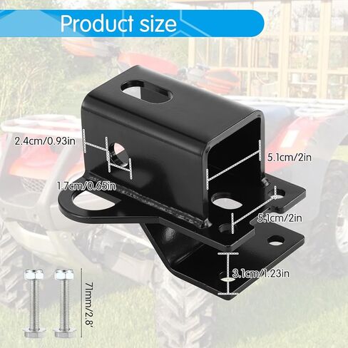 Utv 2 Inch Rear Receiver Hook Receiver Hitch ATV Hitch Receivers Heavy Duty Steel, Compatible with Honda Rancher Foreman Rubicon Trx500 520 700 Rincon 650 680 2003-2026, Black in Saudi Arabia