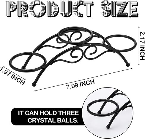 Frienda Crystal Stands for Display Eggs Display Stand Ball Holders Metal Sphere Holder Sturdy Black Iron Multi-sphere Holder Crystal Ball Sphere Globe Home Office Decor Ornament(3 Balls Stand) in Saudi Arabia