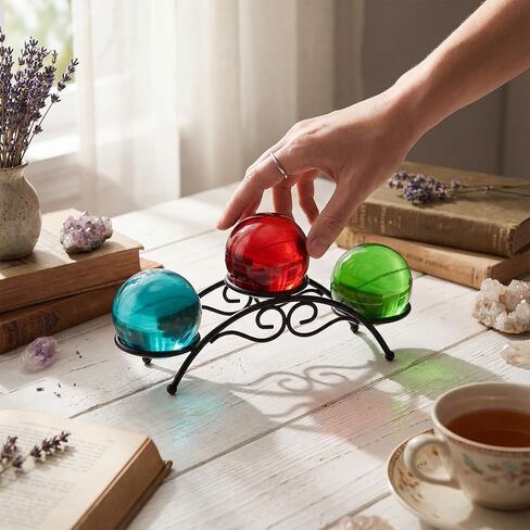 Frienda Crystal Stands for Display Eggs Display Stand Ball Holders Metal Sphere Holder Sturdy Black Iron Multi-sphere Holder Crystal Ball Sphere Globe Home Office Decor Ornament(3 Balls Stand) in Saudi Arabia