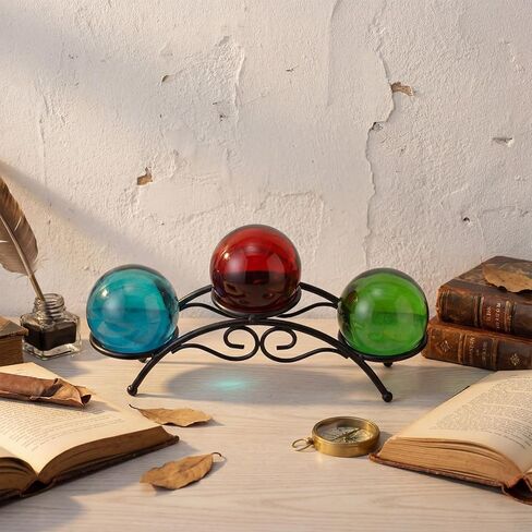 Frienda Crystal Stands for Display Eggs Display Stand Ball Holders Metal Sphere Holder Sturdy Black Iron Multi-sphere Holder Crystal Ball Sphere Globe Home Office Decor Ornament(3 Balls Stand) in Saudi Arabia