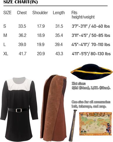 مجموعة زي إكسبلورر نافيجيتور للأطفال الأولاد ملابس لعب الأدوار التاريخية الاستعمارية لملابس الهالوين من 4 إلى 12 سنة in Kuwait