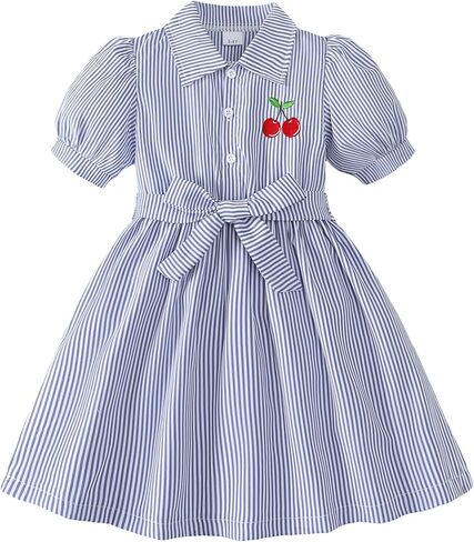 Kucnuzki Girls Summer Spring Dresses Toddler Girl Clothes Short Sleeve Button Up Casual Preppy Sun Dress Summer Outfits in Saudi Arabia