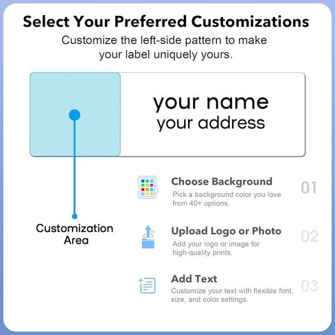 ملصقات عنوان الإرجاع الشخصية - ملصقات الاسم والعناوين المخصصة بتصميمك الخاص أو عملك الفني، ملصقات بريدية مقاومة للماء للأظرف والحزم والهدايا (50-1000 ملصق) in Kuwait
