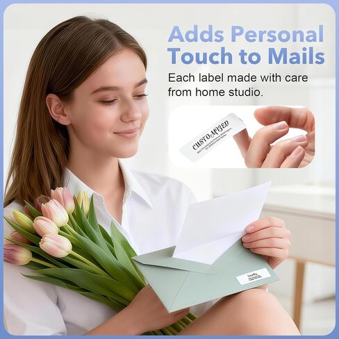 ملصقات عنوان الإرجاع الشخصية - ملصقات الاسم والعناوين المخصصة بتصميمك الخاص أو عملك الفني، ملصقات بريدية مقاومة للماء للأظرف والحزم والهدايا (50-1000 ملصق) in Kuwait