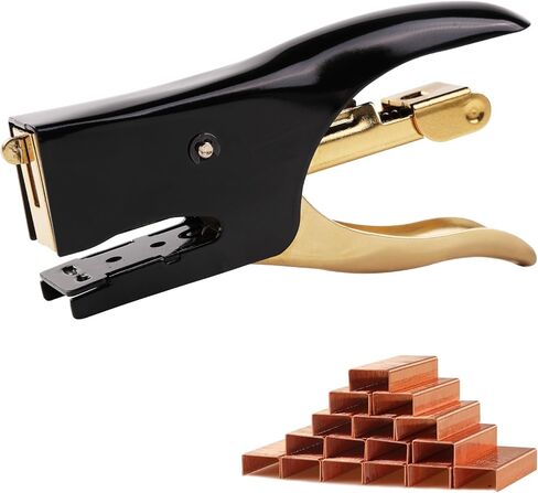 Vintage Mini Stapler - 12 Sheet Capacity Small Hand Held Plier Stapler with 3000PCS No. 10 Staples for Office, School, Crafting, Sealing Kraft Takeout Bags (White, Mini) in Kuwait