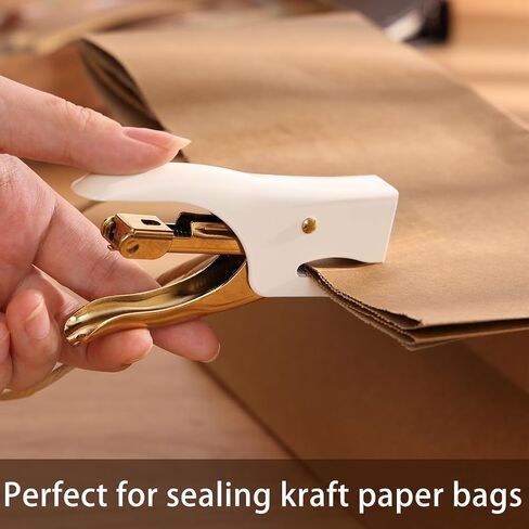Vintage Mini Stapler - 12 Sheet Capacity Small Hand Held Plier Stapler with 3000PCS No. 10 Staples for Office, School, Crafting, Sealing Kraft Takeout Bags (White, Mini) in Kuwait