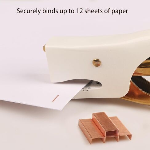 Vintage Mini Stapler - 12 Sheet Capacity Small Hand Held Plier Stapler with 3000PCS No. 10 Staples for Office, School, Crafting, Sealing Kraft Takeout Bags (White, Mini) in Kuwait