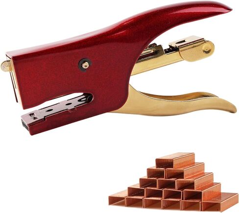 Vintage Mini Stapler - 12 Sheet Capacity Small Hand Held Plier Stapler with 3000PCS No. 10 Staples for Office, School, Crafting, Sealing Kraft Takeout Bags (White, Mini) in Kuwait