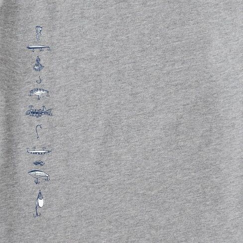 Life is Good. Men's Etched Simple Fish Long Sleeve Crusher Tee, Heather Gray in Saudi Arabia
