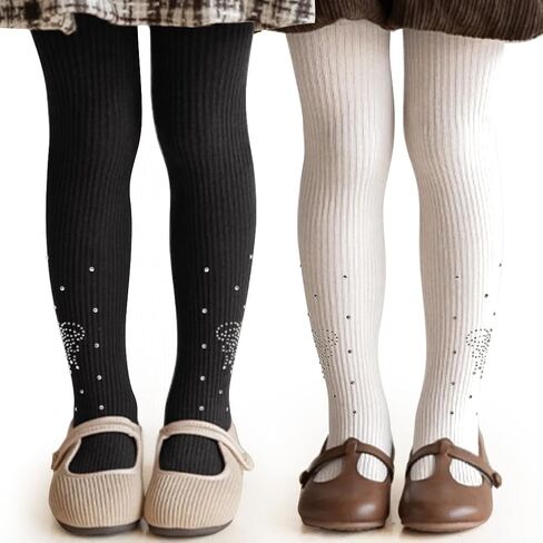 VERO MONTE 2-Pack Girls Cotton Tights Toddlers & Kids Sparkle Seamless Pantyhose in Saudi Arabia