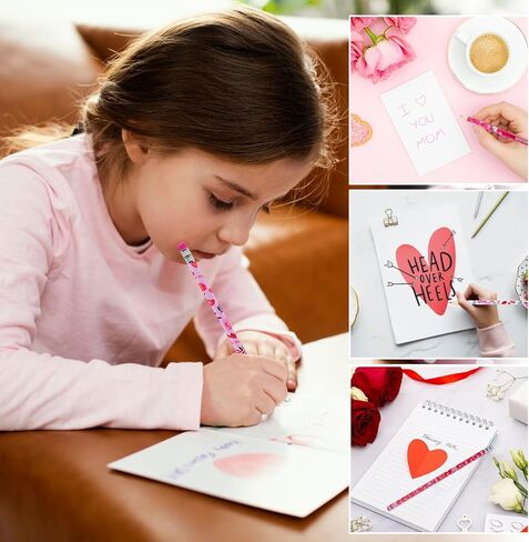 72 قلم رصاص لعيد الحب، 12 تصميمًا من أقلام الرصاص الخشبية لعيد الحب، أقلام رصاص على شكل قلب عيد الحب مع ممحاة لتبادل هدايا عيد الحب، هدايا حفلات الأطفال، مكافآت الفصول الدراسية للأطفال in Kuwait