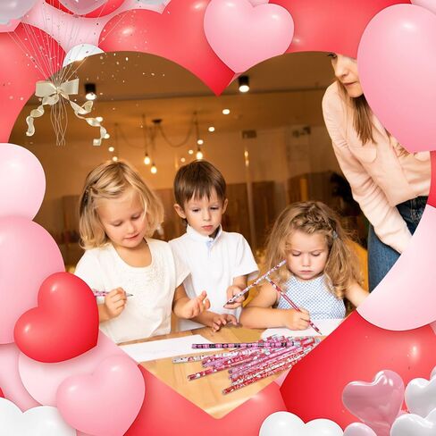 Valentine's Day Pencils with Erasers Bulk Holiday Pencils Valentine Pencil, 12 Style (48) in Saudi Arabia