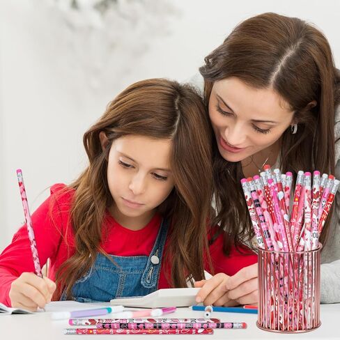 Valentine's Day Pencils with Erasers Bulk Holiday Pencils Valentine Pencil, 12 Style (48) in Saudi Arabia
