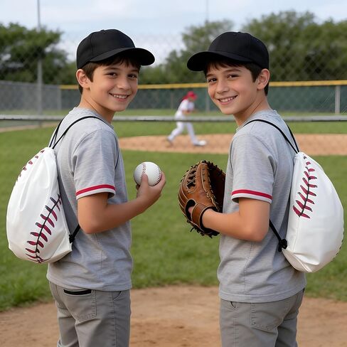 16 PCS Baseball Drawstring String Bag, 13.4"x15.7" Baseball Goodie Bags Lightweight Baseballs Drawstring Backpack Bag Drawstrings Gym Bages for Team Sport Ball Theme Birthday Party Supplies in Saudi Arabia