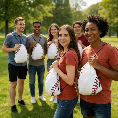 16 PCS Baseball Drawstring String Bag, 13.4"x15.7" Baseball Goodie Bags Lightweight Baseballs Drawstring Backpack Bag Drawstrings Gym Bages for Team Sport Ball Theme Birthday Party Supplies in Saudi Arabia