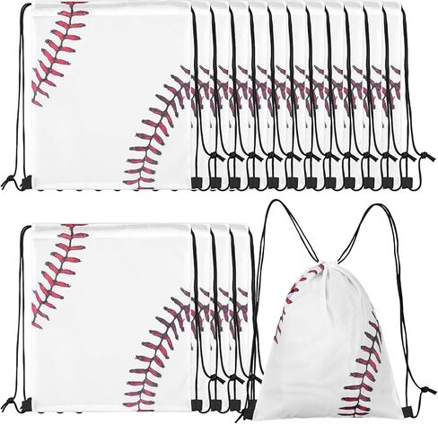 16 PCS Baseball Drawstring String Bag, 13.4"x15.7" Baseball Goodie Bags Lightweight Baseballs Drawstring Backpack Bag Drawstrings Gym Bages for Team Sport Ball Theme Birthday Party Supplies in Saudi Arabia